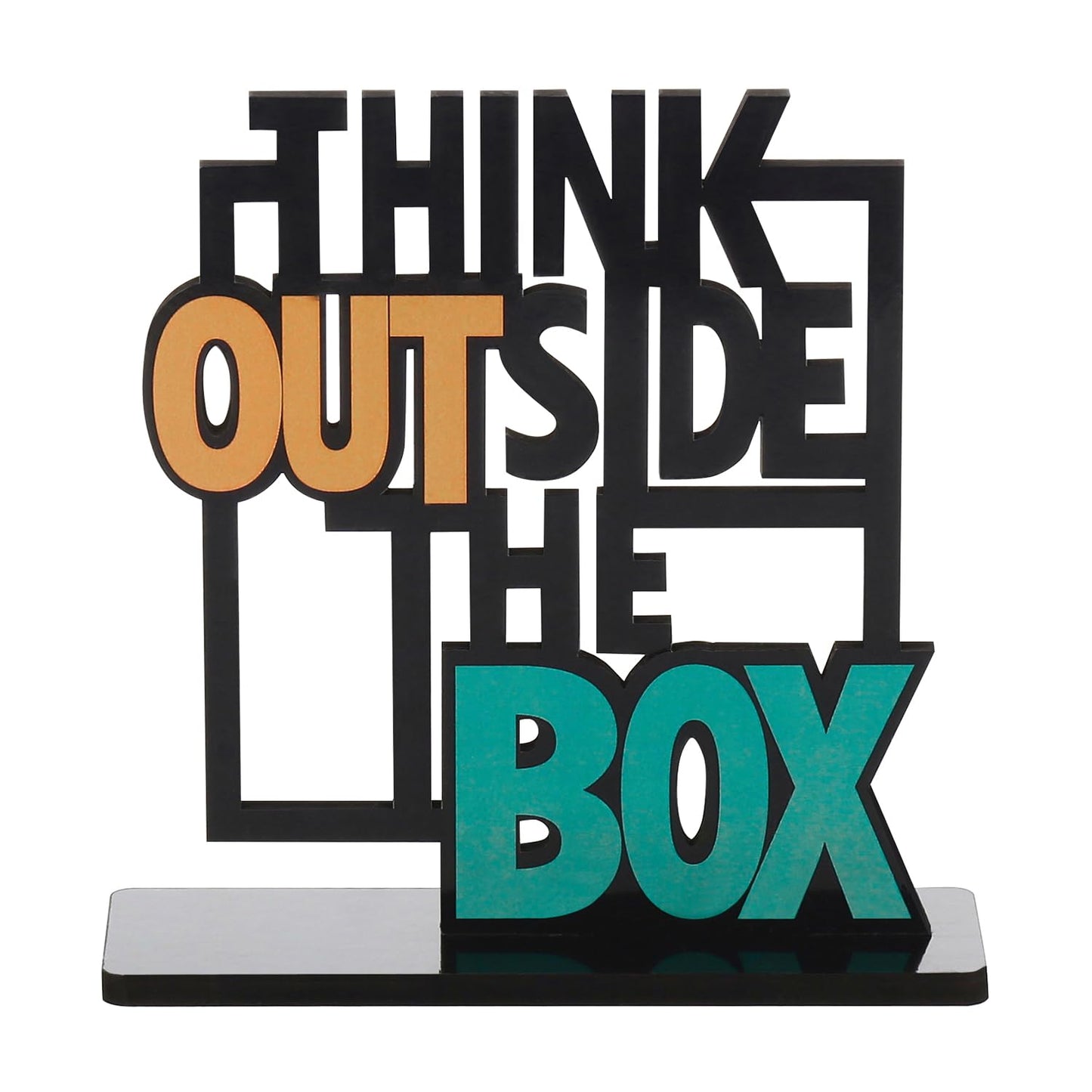 Wooden Think Outside The Box Quote Showpiece