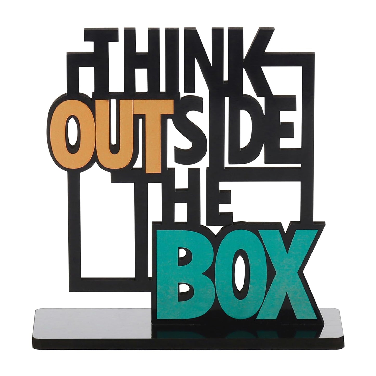 Wooden Think Outside The Box Quote Showpiece