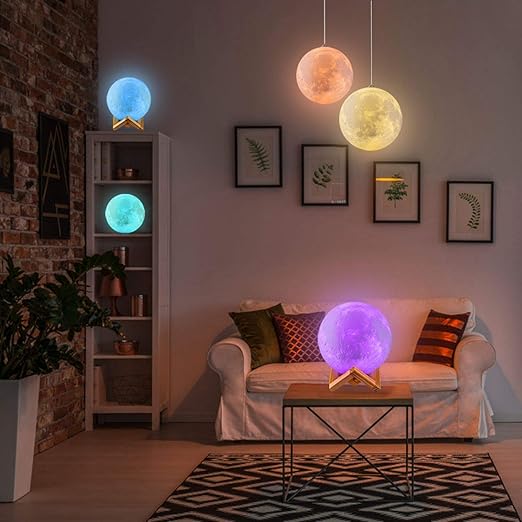 3D Touch Moon Lamp with 7 Colors & Wooden Stand