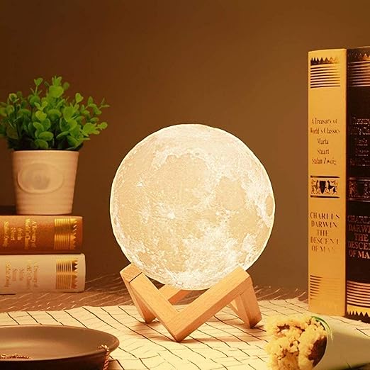 3D Touch Moon Lamp with 7 Colors & Wooden Stand